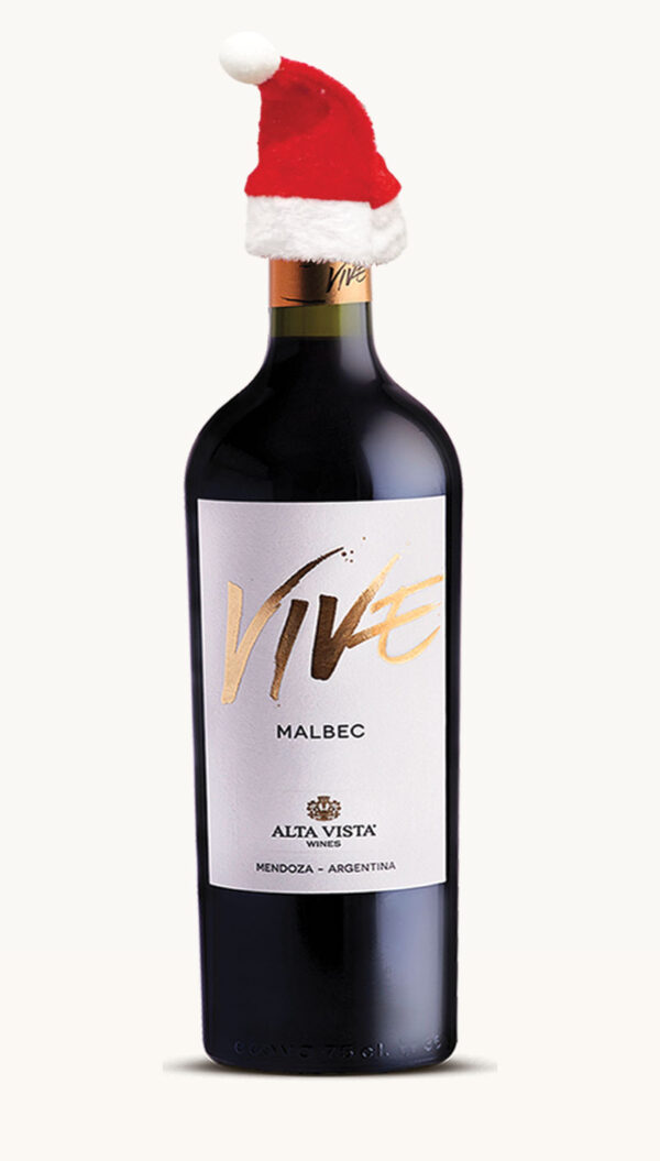 Alta Vista Vive Malbec 30% Discount with a Bottle Santa Hat!