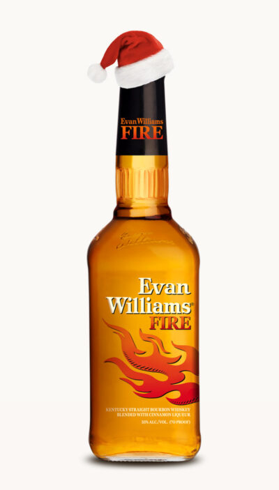 Evan Williams Fire Bourbon Whiskey Buy One Get One Dressed in Santa's Hat!