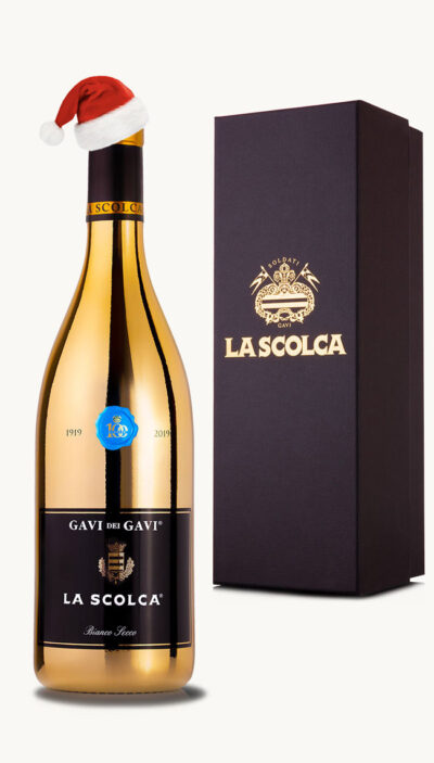 GAVI DEI GAVI DOCG BLACK LABEL 100 Y Anniversary Bottle with Gift box dressed in Santa's Hat