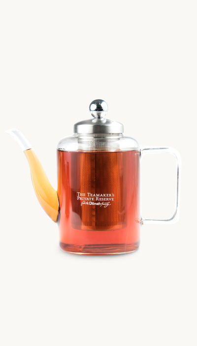 DILMAH TEA MAKER PRIVATE RESERVE GLASS TEA POT With STRAINER