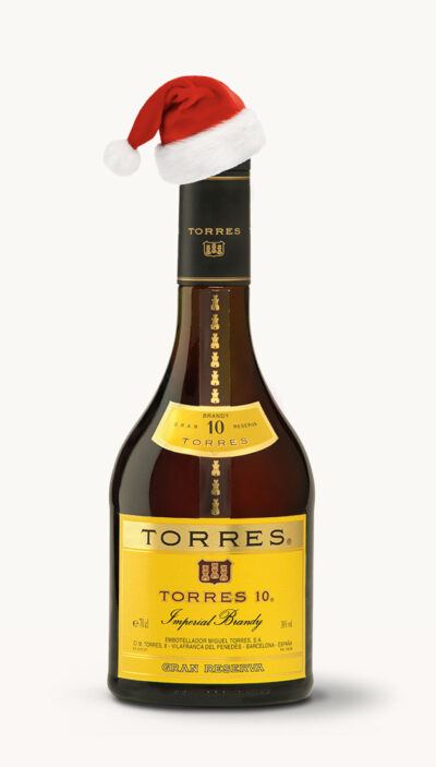 TORRES 10 Imperial Brandy Dressed in Santa's Hat! Save 30%