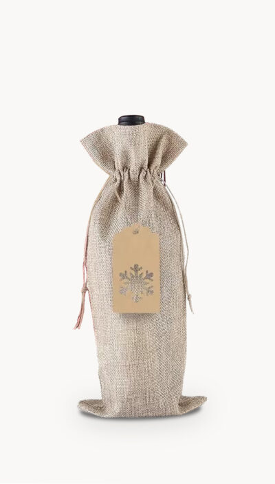 Burlap Wine Bag with Drawstring Closure and Card Tags Original Hemp