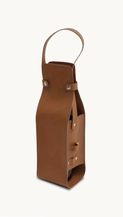 Elegant Faux Leather Wine Tote Brown